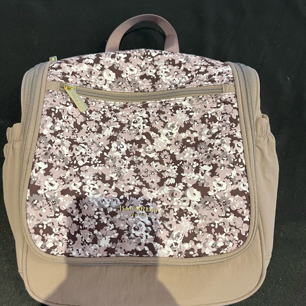 Isaac Mizrahi Designer Floral - Pink and Brown travel bag (toiletries)